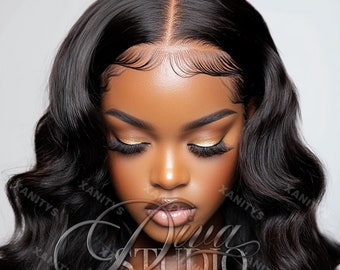 Black Woman Hair Model Stock Photo, Hair Business Image (Digital Download)