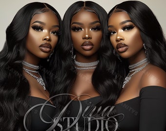 Black Woman Hair Model Stock Photos for Hair Business (Digital Download)