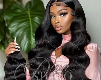 Black Woman Hair Model Stock Photo, Hairstylist Website Branding (Digital Download)