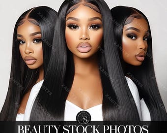 Black Woman Hair Stock Photos, Wig Lace Frontal, Hair Business (Digital Download)