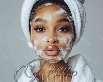 Skincare Stock Photo, Spa Business Banner, Beauty Website Model (Digital Download)