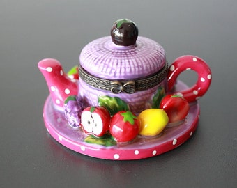 Vintage Pill Box Jameson & Tailor Teapot Fruit