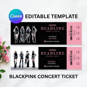Bearbeitbare BLACKPINK Deadline Konzertkarten-Vorlage |  Leinwand Download | Blink Fan Art, personalisiertes Geschenk, K-Pop Souvenir zum Ausdrucken