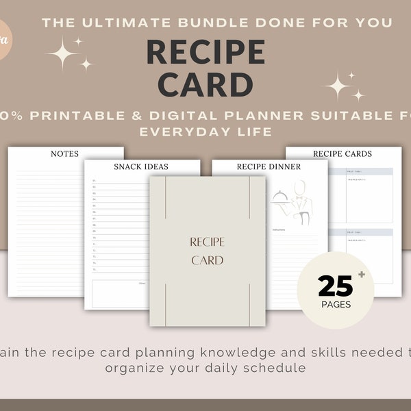 Digital Recipe Book for GoodNotes, Digital Meal Planner, Cookbook Template, Recipe Binder Kit, Blank Recipe Card, iPad, Recipe Template