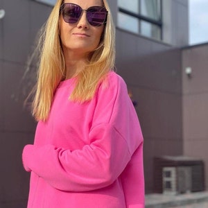 Woman sweatshirt, sweatshirt, pink women sweatshirt, women sweatshirt, oversized sweatshirt, oversized sweater, women sweater, gift for her