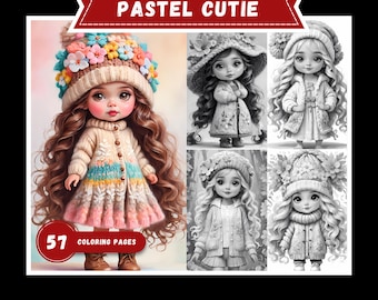 Winter Doll Coloring Book: Grayscale Whimsical Style (PDF)