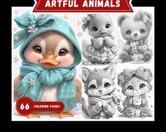 Forest Animals Coloring Book: Grayscale Winter Pets (PDF)
