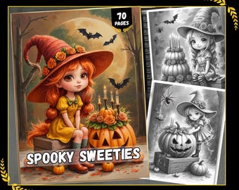 60 Libros para colorear de brujas, Páginas para colorear de Halloween, Libro para colorear imprimible en PDF, Libro para colorear para adultos, Libro para colorear digital