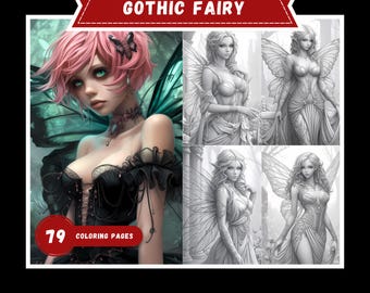 Gothic Fairy Coloring Book: 79 Dark Fantasy Grayscale Pages (PDF)