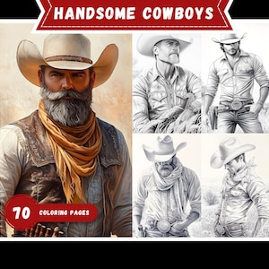 Western Cowboy  Coloring Pages for Adults – Handsome Cowboys, Country Style Outfits, Rustic Landscape Scenes, Wild West Coloring Book