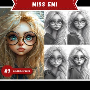 Charming Girl Coloring Book Printable Lovely Lady Coloring Pages Grayscale Sweet Teen Coloring Book for Adult and Kids