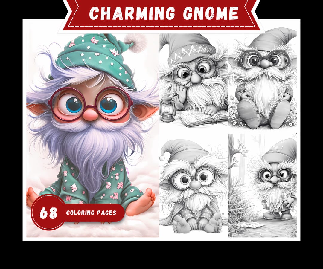 Whimsical Gnome Coloring Pages Collection - Cute Fantasy Dwarf ...