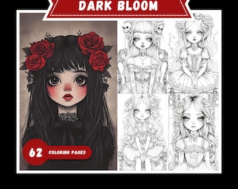 Victorian Gothic Coloring Pages: Fairy Garden Grayscale Art (PDF)