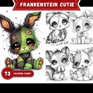 Dolci pagine da colorare con animali zombi: mostri spettrali in scala di grigi (PDF)