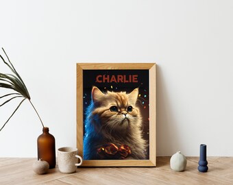 Hand-illustrated Digital Cat Portrait