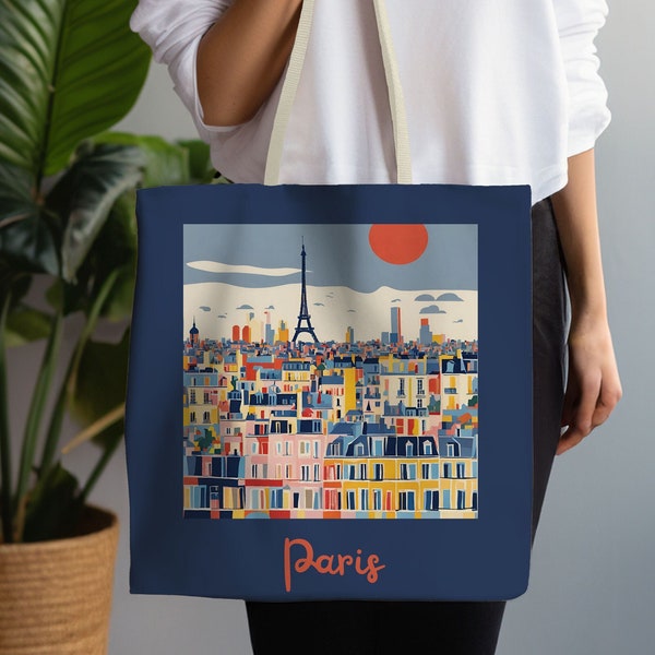 Paris tote bag, Sustainable shopper, Beach bag, Overnight tote, Capital cities bag, Cityscape tote, Fun French carrier