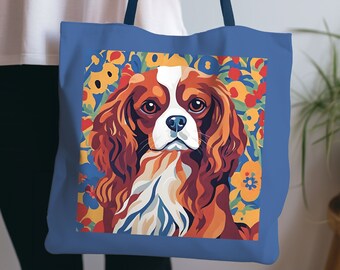 Tote Cavalier King Charles, Bolsa para perros, Bolsa de compras reutilizable, Bolsa de playa, Transportista de mercado, Bolsa artesanal
