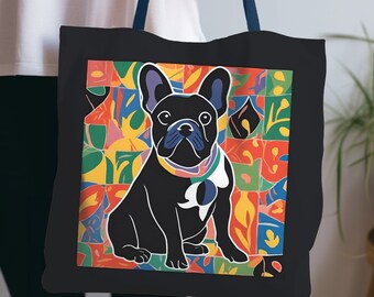 Bolso de bulldog francés, bolso para cachorros, regalo para amantes de los perros, bolso para bulldog francés, bolsa de compras sostenible