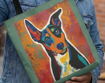 Bolso de mano con estampado de perro estilo Pop Art / Bolso de lona con estampado integral