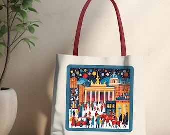 Bolsa Berlín en invierno, bolsa Berlín en Navidad, bolsa para la compra en el mercado, bolsa para manualidades, bolsa con las capitales, bolsa con paisaje de Berlín, bolsa para libros