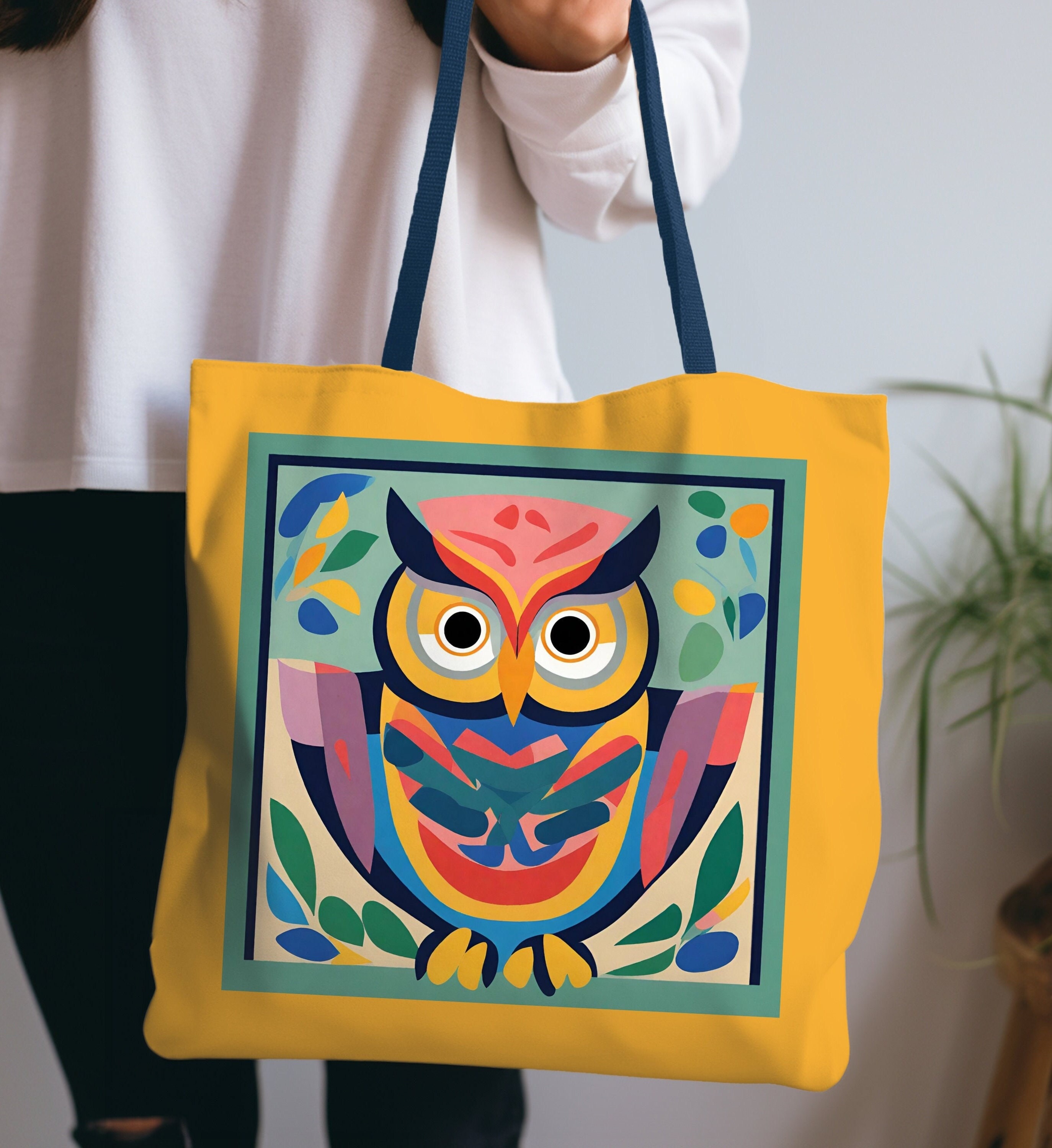 Owl tote, Avian bag, Reusable shopper, Craft bag, Ornithologist gift, Bird lover carrier bag, Beach 
