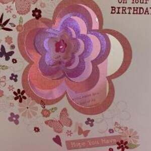Tarjeta de cumpleaños ESPECIAL para hermana, insertada y envuelta, tarjeta de cumpleaños con flores