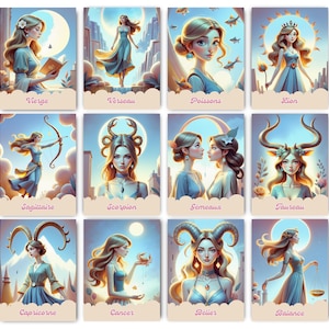 AstroCutLove Zodiac Signs Map, PDF format, 12 Astrological Maps to download in French, PDF to print