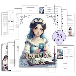 Journal de Tarot + Cartes de Tarot en français, journal de tirage à imprimer avec cartes de Tarot, guide de tarot en français