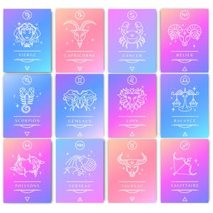AstroHolo Zodiac Signs Map, PDF format, 12 Astrological Maps to download in French, PDF to print