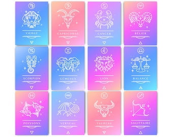 AstroHolo Zodiac Signs Map, PDF format, 12 Astrological Maps to download in French, PDF to print
