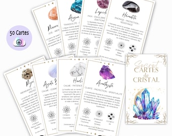 Crystal Cards 50 cards dedicated to stones and crystals for an oracle reading to channel mineral energy, in French
