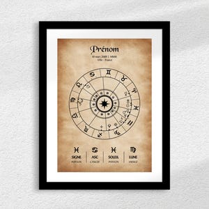 Thème astral de naissance personnalisé, cadeau astrologie, thème natal, Lecture Astrologique, thème astrologique, en français PDF à imprimer