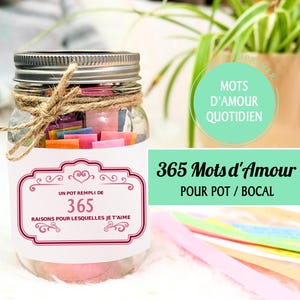 365 mots d'amour en français à offrir pour une idée cadeau en pot, imprimable DIY, téléchargement numérique, affirmations