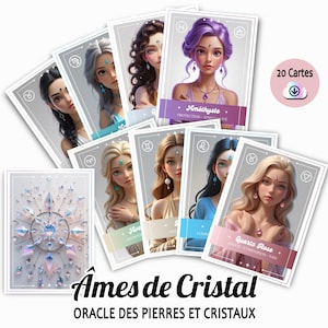 Oracle des 20 Gardiennes précieuses - Cartes oracle dédiées aux pierres et cristaux, Lecture facile, cristaux, guidance féminine