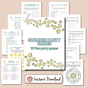 10 Teen Slumber Party Games BUNDLE | Pack of Girls Sleepover Birthday Party Games | Fun Girls Pajama Party | Preteen |