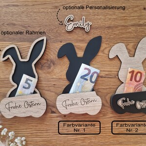 Geldgeschenk Hase Ostern, individuelles Geschenk mit Namen, personalisierbar, Geschenkidee von IDEENwerkelei Bild 2