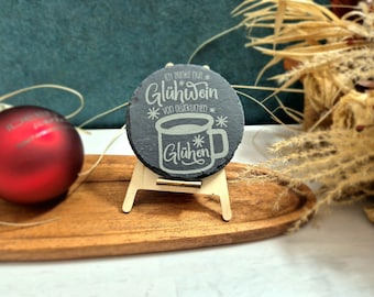 Posavasos, posavasos de vino caliente, posavasos de pizarra, posavasos de cristal, regalo de Navidad