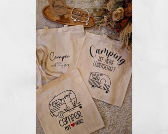 Fabric bag camping, jute bag personalized, camper love, gift idea from IDEENwerkelei