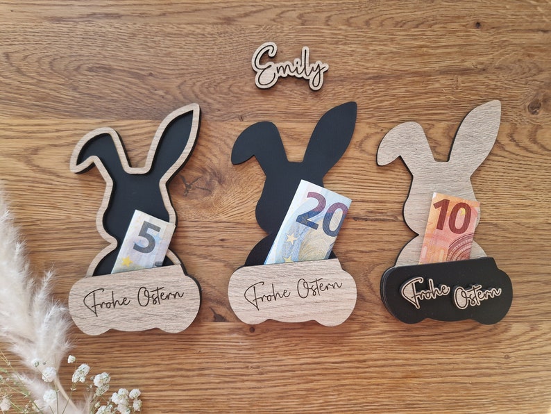 Geldgeschenk Hase Ostern, individuelles Geschenk mit Namen, personalisierbar, Geschenkidee von IDEENwerkelei Bild 1