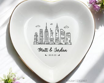 Personalized Skyline  Wedding Ring Dish, Anniversary Gift, Couple Gifts, Engagement Gifts
