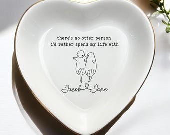 Personalized Otter Half Ring Dish, Couples Gift for Girlfriend, Engagement Gifts, Wedding Gift for Wife, Birthday Gift, Anniversary Gifts