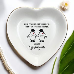 Personalized My Penguin Ring Dish, Couples Gift for Girlfriend, Engagement Gifts, Wedding Gift for Wife, Birthday Gift, Anniversary Gifts