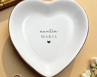 Custom Aunt Name Ring Dish, Tia Birthday Baptism Gift, Pregnancy Announcement Auntie Gift