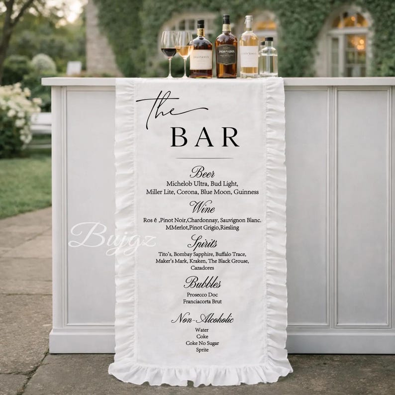 Custom Wedding Bar Menu Sign, Linen Drink Menu, Signature Cocktail Sign ...