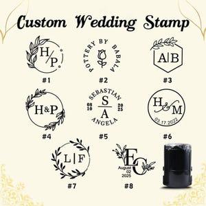 Sello con el logotipo de la boda, sello personalizado para bodas, sello inicial, regalo de boda personalizado, regalo de compromiso, sello de recuerdo personalizado, sello de boda hecho a mano