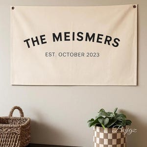 Last Name Flag | wedding flag | last name | marriage | established | Vintage Look | Wall Tapestry | Home Decor | Banner