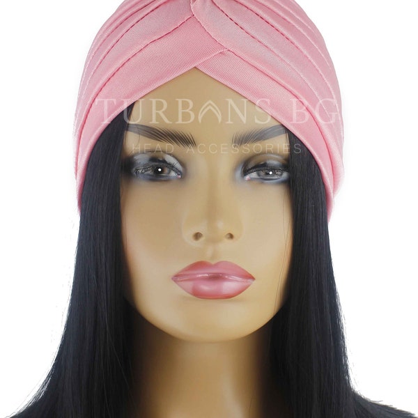 Turban | Kopftuch | Rosa Turban | Chemo Mütze | Eleganter Punk Turban | Alopezie Mütze | Turban für Frauen | Arabische Muslimische Frau Hut | Strand-Hut