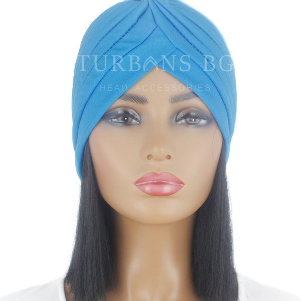 Turban | Kopftuch | Himmelblauer Turban | Chemo Mütze | Eleganter Turban | Alopezie Mütze | Turban für Frauen | Arabische Muslimische Frau Hut | Strand-Hut