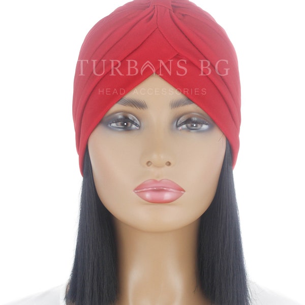 Turban | Kopftuch | Roter Turban | Chemo Mütze | Eleganter Turban | Alopezie Mütze | Turban für Frauen | Arabische Muslimische Frau Hut | Strand-Hut