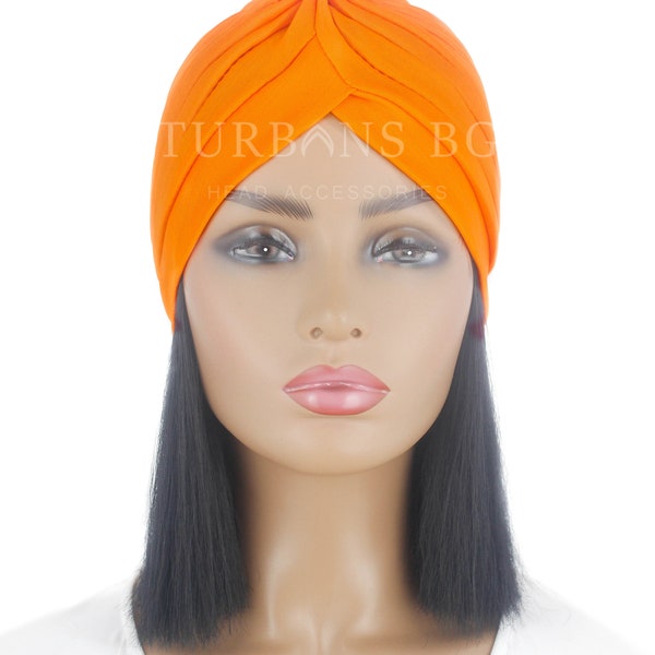 Turban | Kopftuch | Orange Turban | Chemo Mütze | Eleganter Turban | Alopezie Mütze | Turban für Frauen | Arabische Muslimische Frau Hut | Strand-Hut